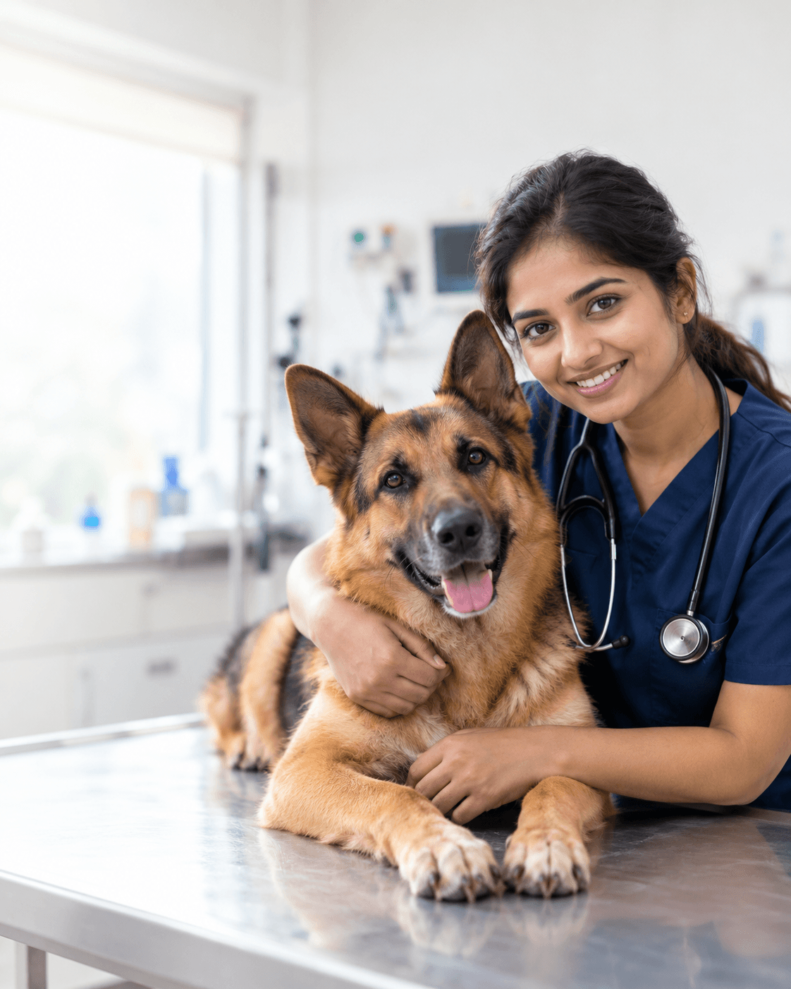 Veterinarian providing emergency care at Sanchu Animal Hospital